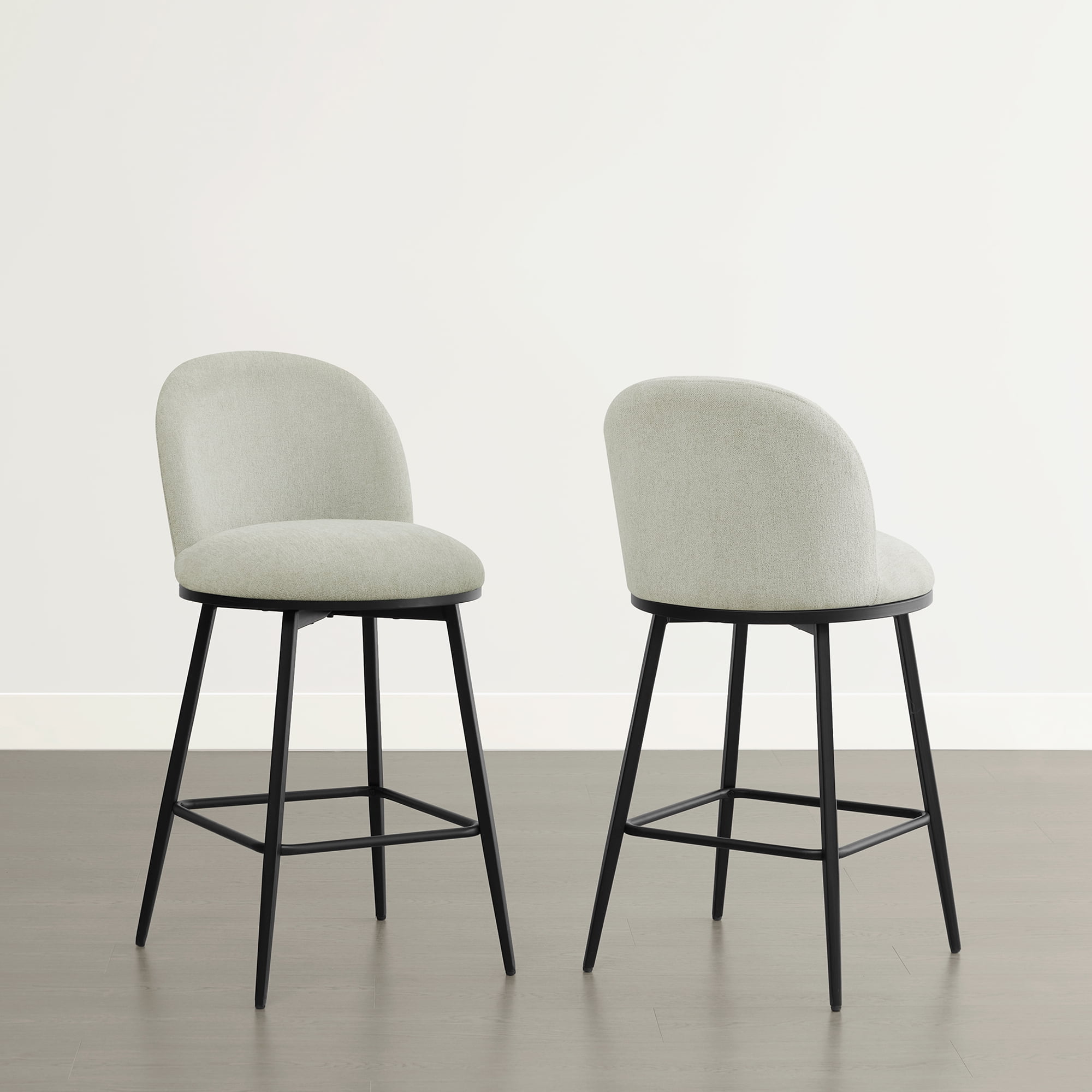 Spruce & Spring Counter Height Swivel Bar Stool with Metal Frame Set of 2, Light