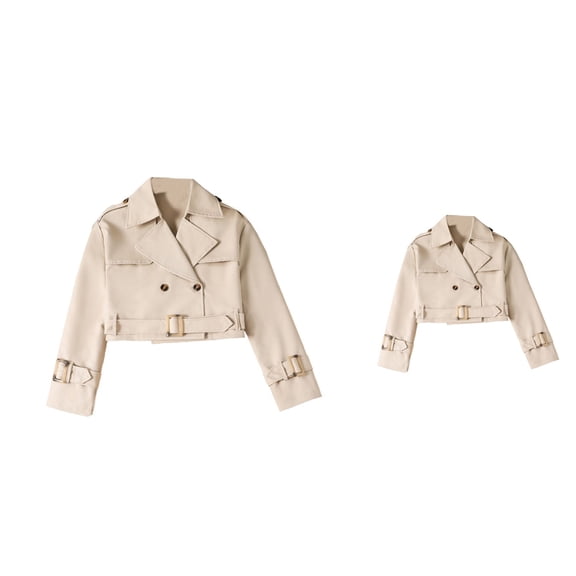Stylish Long Sleeve Short Jacket with Belt for Girls – Casual Single- Trench Coat Outerwear, Fashionable Layering Piece for Tweens & (Ages 2-14)