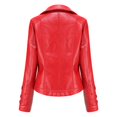 thumbnail image 3 of 2024 Chaqueta de cuero tejida de moda de primavera y otoño Chaqueta de imitación de PU Chaqueta delgada corta de motocicleta delgada para mujer Chaqueta de motocicleta S, 3 of 3