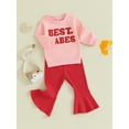 thumbnail image 3 of Bagilaanoe 2Pcs Baby Girl Valentine’s Day Clothing Sets Toddler Print Long Sleeve Sweatshirt Tops + Flare Trousers 6M 9M 12M 2T 3T 4T Kids Pants Set, 3 of 9