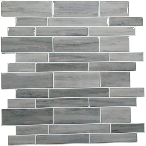 Crystiles Taupe Slate 12 in. x 12 in. Peel and Stick Vinyl Wall Tile