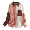 thumbnail image 4 of FRSASU Summer Tops Women'S Tops Single Breasted Long Sleeve Shirt Tops Loose Lapel Shirt Blouse Khaki 10(XL), 4 of 5