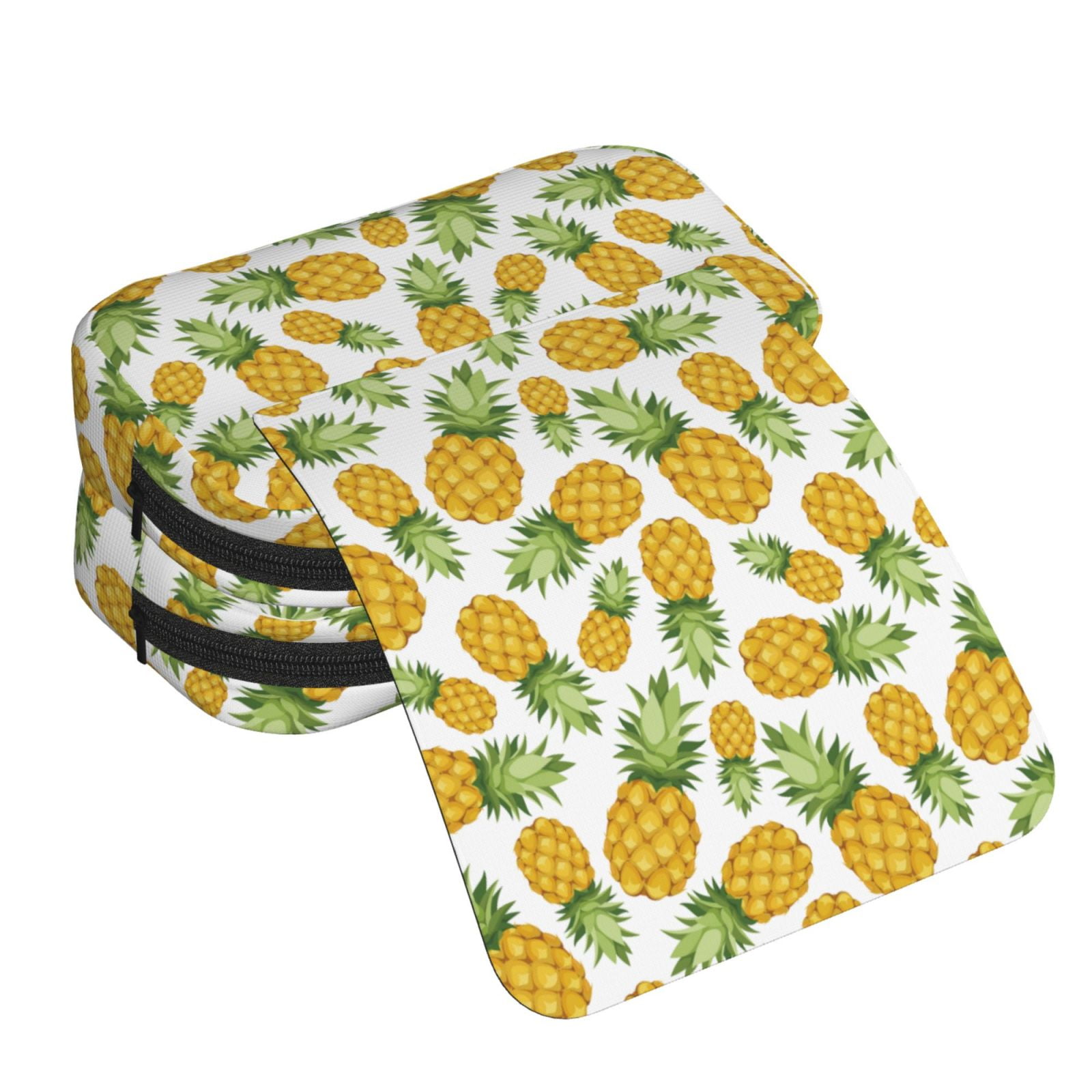 Rateoe Pineapple Pattern Double Clamshell Pen Case, Storage Organizer with Two Zipper Compartments– Holds Up to 50 Pencils & Pens