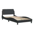 thumbnail image 2 of Black Faux Leather Bed Frame Twin Size 39.4x74.8, Modern Platform Bed with Headboard, 2 of 9