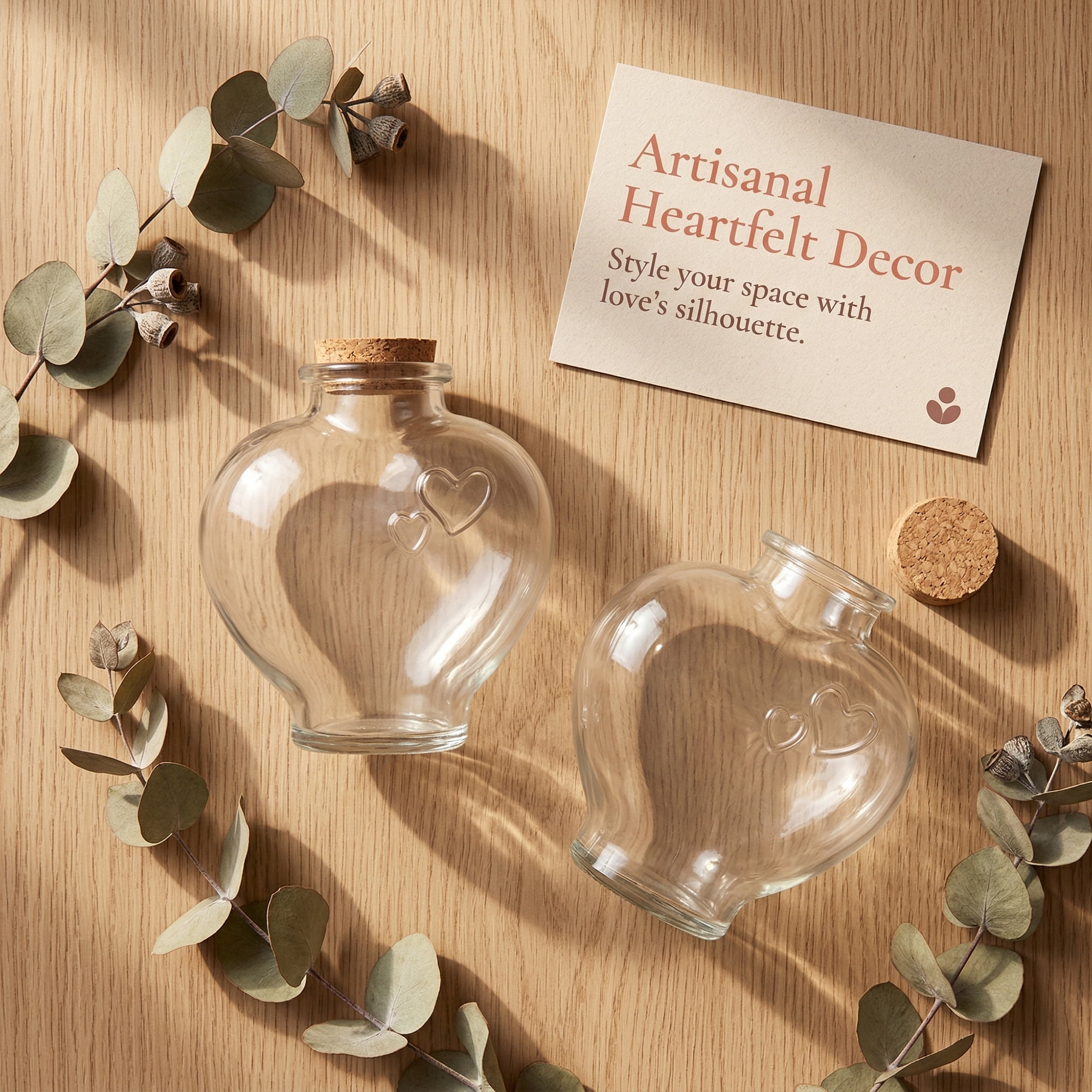 Unique Bargains 2pcs Glass Jars With Cork Stoppers Heart Shaped 4.4" x 4.4" x 4.7"