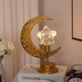 thumbnail image 1 of Lámpara de mesa Vintage Moon Star, marco de Metal, lámpara de escritorio Ramadán, luz de noche hecha a mano bohemia de media luna alimentada por batería para vivir, 1 of 5