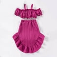 thumbnail image 3 of Toddler Skirt Sets Girls 2 Piece Outfits Off Shoulder Ruffle Crop Tops High Low Skirt Summer Outfits Red, 4 Y, 3 of 4