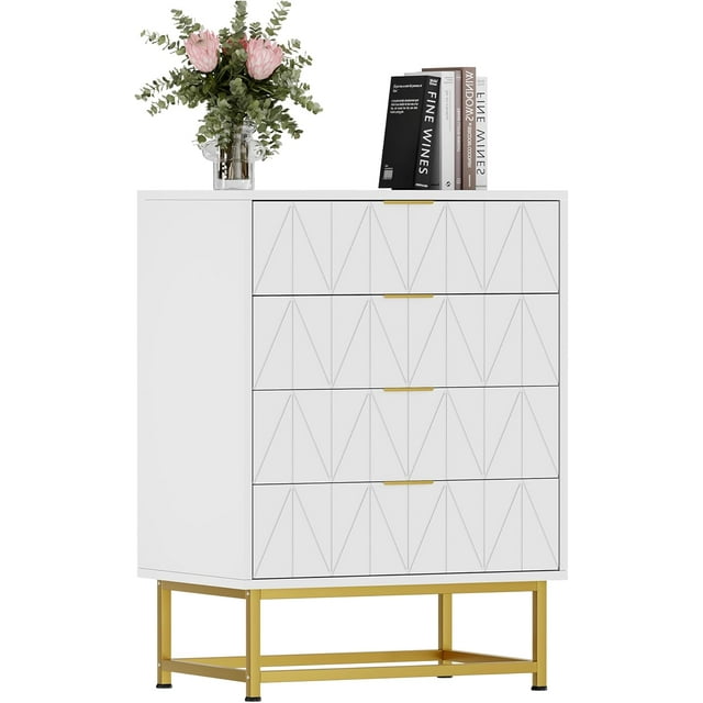 Ourlova Commode Organisatrice en Tissu à 4 Tiroirs – Petits Tiroirs de Rangement pour Chambre, Garde-Robe et Salon, Rangement Compact pour Vêtements, Table de Nuit Étroite Moderne