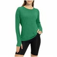 thumbnail image 5 of Women's Autumn Fitness Top with Thumbholes, Slim Fit Yoga Long Sleeve Shirt, Running Training Workout Top for Gym Exercise Athletic Wear Green XXL, 5 of 7