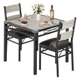 thumbnail image 1 of Dining Table Set for 2, Dining Table with 2 Upholstered Chairs, Bistro Table and Chairs Set of 2 with Corner Protector for Small Space, Kitchen, Apartment, Retro Gray, 1 of 9