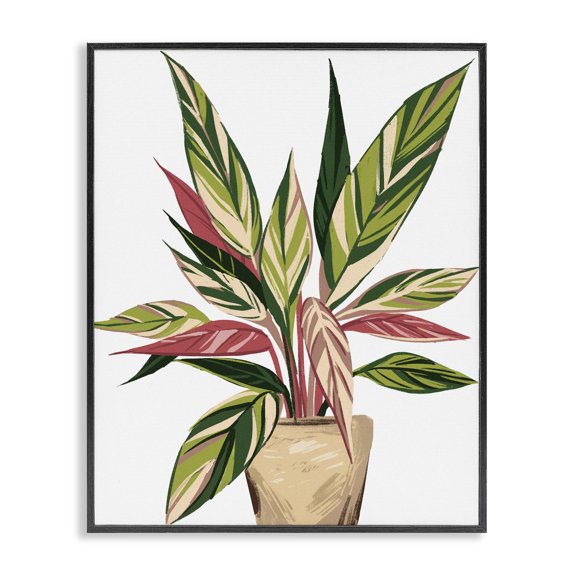 Stupell Industries Modern Modern Potted Plant Leaves Black Framed Giclee Art, 11 x 14, by Ziwei Li