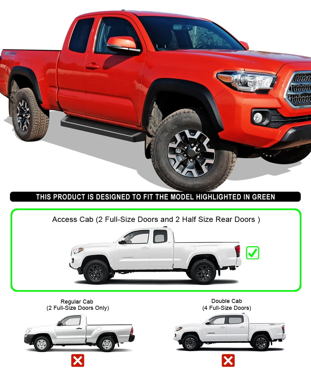 APS Black Running Boards Style Compatible with Toyota Tacoma 2005-2023 Extended Access Cab (Nerf Bars Side Steps Side Bars)