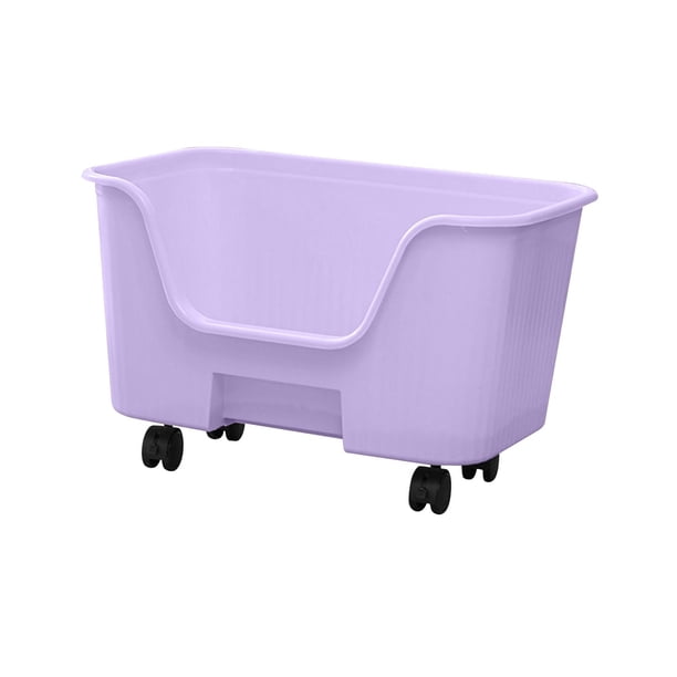Cajas de arena para gatos de lados altos, inodoro abierto, cuenco grande para arena de interior Violeta Con Rueda