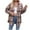 Pink, variant on Women Flannel Plaid Printed Button Down Shirt Stand Collar Long Sleeve Casual Loose Shacket Jacket Coat Blouse Top(Navy,S)