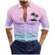 thumbnail image 2 of Blusa y camisa de manga larga con cuello vuelto para hombre, estilo casual, a la moda, con botones estampados, blusa de manga larga con cuello vuelto, camisetas de poliéster para hombre, 2 of 5