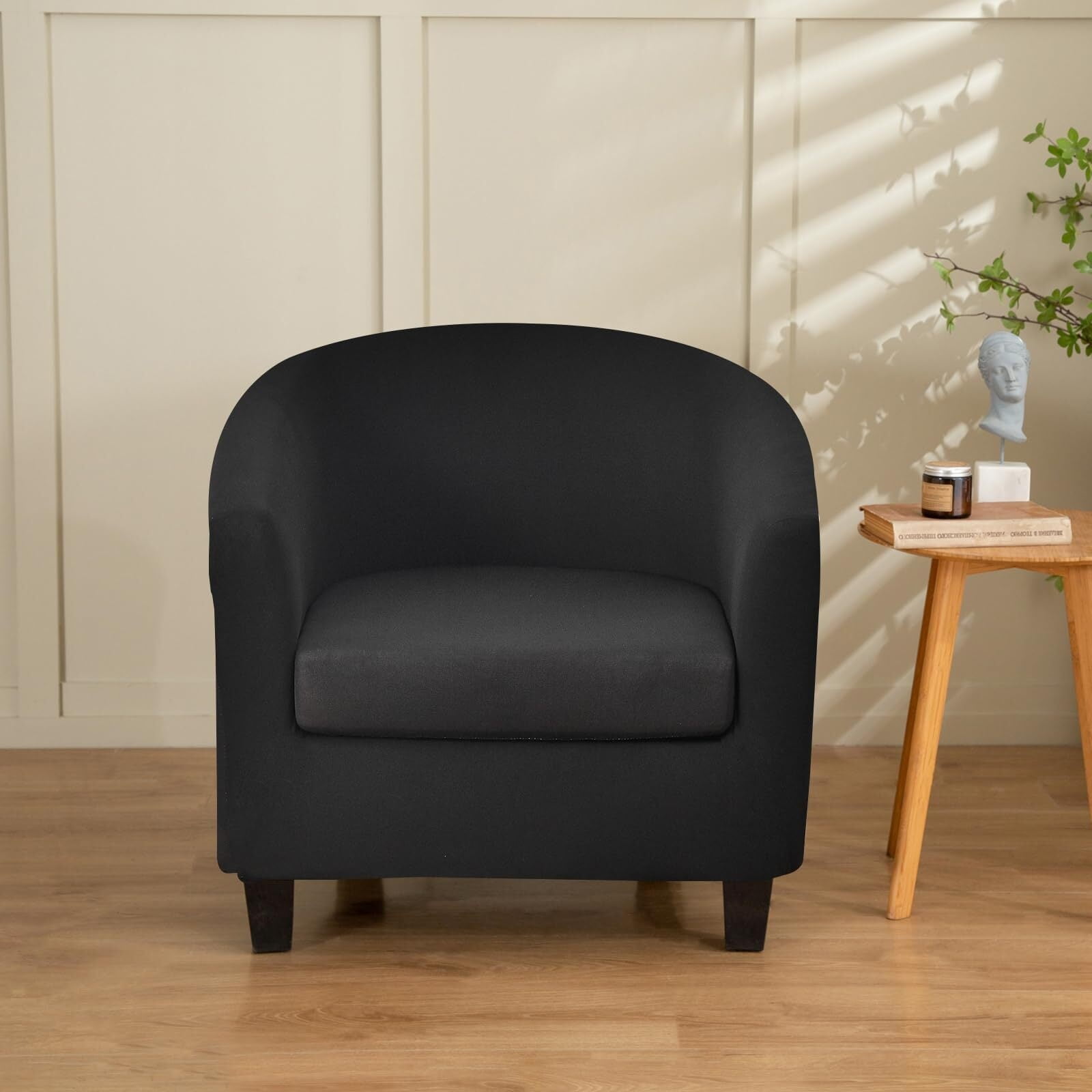LKJYER Club Chair Slipcover 2 Piece Tub Chair Slipcover Stretch Barrel Chair Covers Printed Armchair Covers Removable Sofa Cover Couch Furniture Protector Arm Chair Cover for Living Room