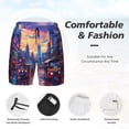 thumbnail image 2 of Kdxio Taxi Colorful Town Print Men's Swim Trunks with Compression Liner 7 Inch Inseam Quick Dry Swim Shorts, 2 of 5