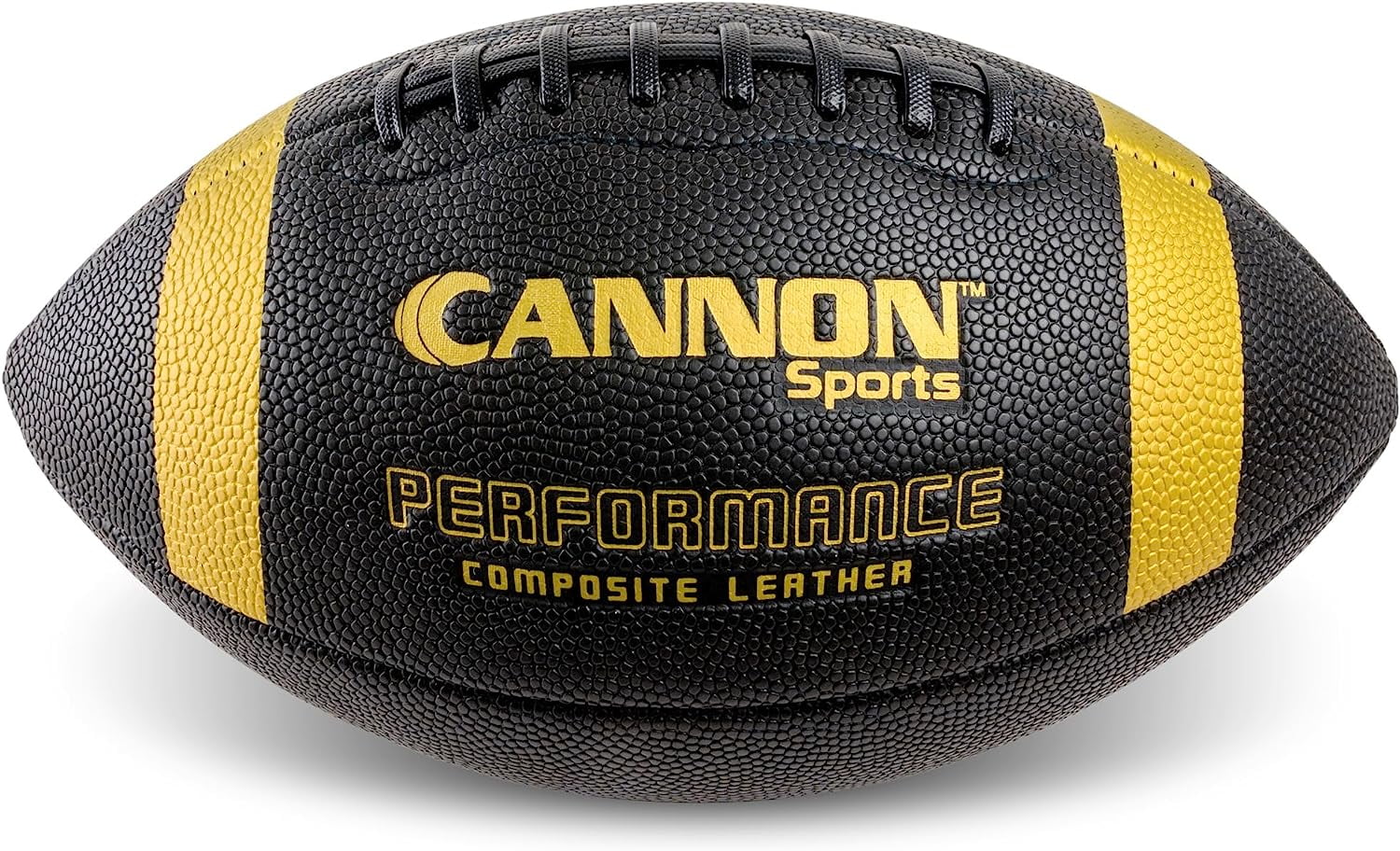 Cannon Sports Official Size Football - Composite Leather Football with Extra Grip & Durable Construction for All-Weather Play – Regulation Size Ball with Pump (Black/Gold, Official)