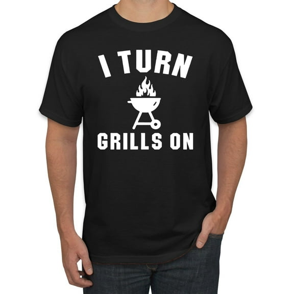 I Turn Grills On Pop Culture Men's Graphic T-Shirt, Black, Small