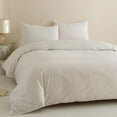 thumbnail image 2 of 100% Cotton Vertical Stripe Jacquard Duvet Cover King, Luxury Hotel Collection Textured Weave, Silky Soft Comforter Cover 104x90 Inch, Zipper Closure, White Striped, 2 of 9