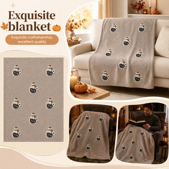 Halloween Throw Blanket with Plush Potion Bottle Design, Soft Fleece Throw Blanket for Couch Decor, Cozy Fall Halloween Gift for Season (39X59 In)