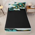 thumbnail image 4 of Erosebridal Modern Marble Art Zipper Full Size Comforter Sets with Fitted Sheet and 2 Pillowcases,Teal Ink Fluid Aesthetic Zipper Bedding Set For Girls,Black Reversible,4pcs, 4 of 7