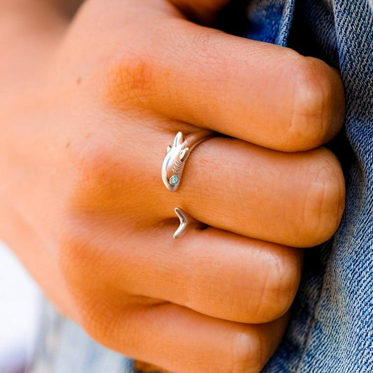 TIHLMK Sales Clearance Promise Rings for Her Shark Opening Ring