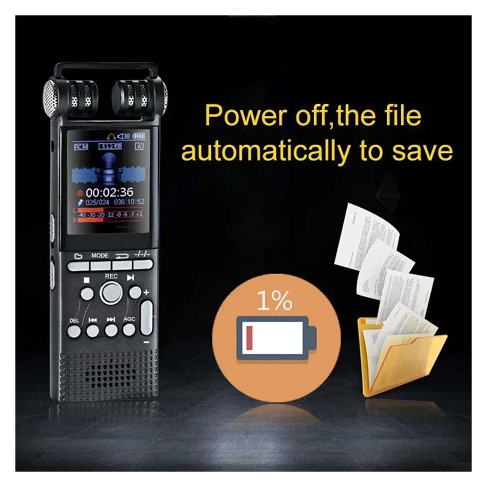 Professional Voice Recording Activated Digital Audio Recorder Usb Non-stop 100hr Pcm 1536kbps ,Powerful Feature