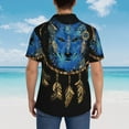 thumbnail image 4 of Honeii Wolf Head And Dreamcatcher Print Men’s Hawaiian Shirt,Classic Button-Down Short Sleeve Shirt, for Beach, Vacation, and Outdoor Activities,Medium, 4 of 7