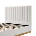 thumbnail image 5 of Christopher Knight Home Queen Size Bed Frame, Linen Upholstered Thick Headboard with Solid Wood Base, Beige, 5 of 13