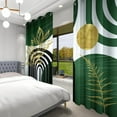thumbnail image 2 of Green and Gold Patterned Blackout Curtains Boho Mid Century Modern Aesthetic Thermal Grommet Window Drapes for Bedroom Living Room Black Out 2 Panels Set-52"W x 63"L (Pack of 2), 2 of 7