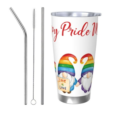 

Tideii Lgbt Gnome for 20OZ Car Cup Stainless Steel Cold and Hot Cup with Lid Suitable for Outdoor and Home Unisex-Straw Three-piece Set