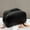 black, variant on Genuine Cowhide Leather Litchi Grain Double-Zip Cosmetic Case, Women's Top-handle Storage Bag, Makeup Pouch