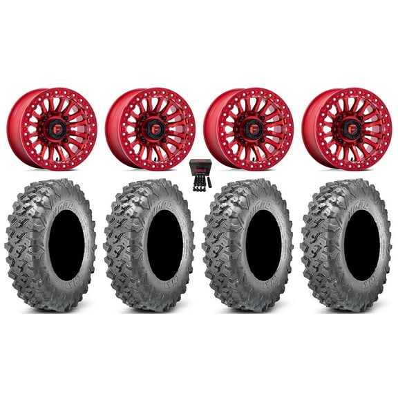 Fuel Rincon Bdlk 15" Wheels Red 32" Lynx SXS Tires Can-Am Maverick X3 / Honda Pioneer 1000 / Talon
