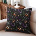 thumbnail image 3 of Halloween Decor Pillow Covers Set of 2 - Spooky Cute Ghost and Pumpkin Linen Pillow Covers 16x16 inch throw pillow case Halloween gifts to friends,family, 3 of 6