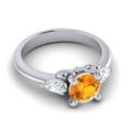 thumbnail image 3 of Diamond-Capitals 2.50 Carat Round Shape Citrine Gemstone Natural Diamond Luxurious Ring for Proposal Gift Solid 18K White Gold Size 9.5, 3 of 8