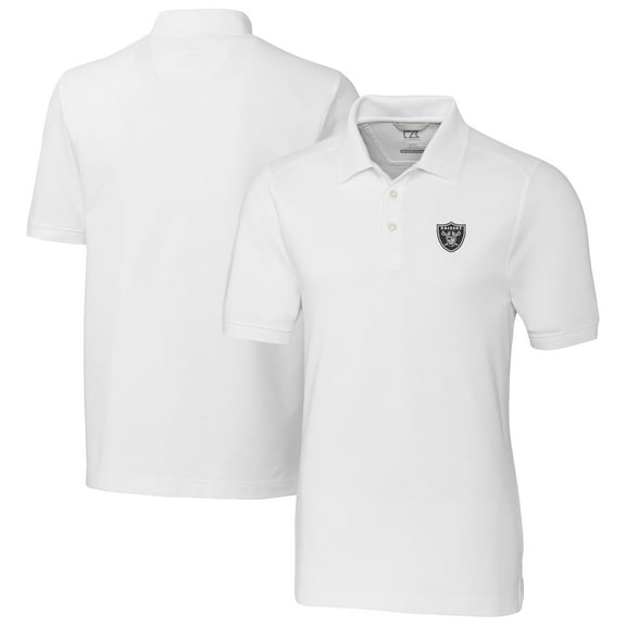 Men's Cutter & Buck White Las Vegas Raiders Big & Tall Advantage Eco Pique DryTec Tri-Blend Polo