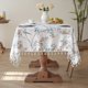 thumbnail image 5 of Mantel con Estampado Floral de Pájaros y Borlas | Funda Rectangular de Poliéster Imitación Lino Antimanchas | Protector de Mesa de Centro Resistente a Las Manchas y Al Agua | Decoración Elegante para, 5 of 6