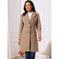 thumbnail image 3 of DARING DIVA Women's Winter Single Breasted Peacoat Notched Lapel Button Down Overcoat S Brown, 3 of 7