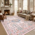thumbnail image 3 of MICGEEK 6'x9' Washable Area Rugs for Living Room, Washable Non-slip Soft Indoor Modern Vintage Rug for Bedroom Dining Room Office Home Decor Carpet,Pink, 3 of 11
