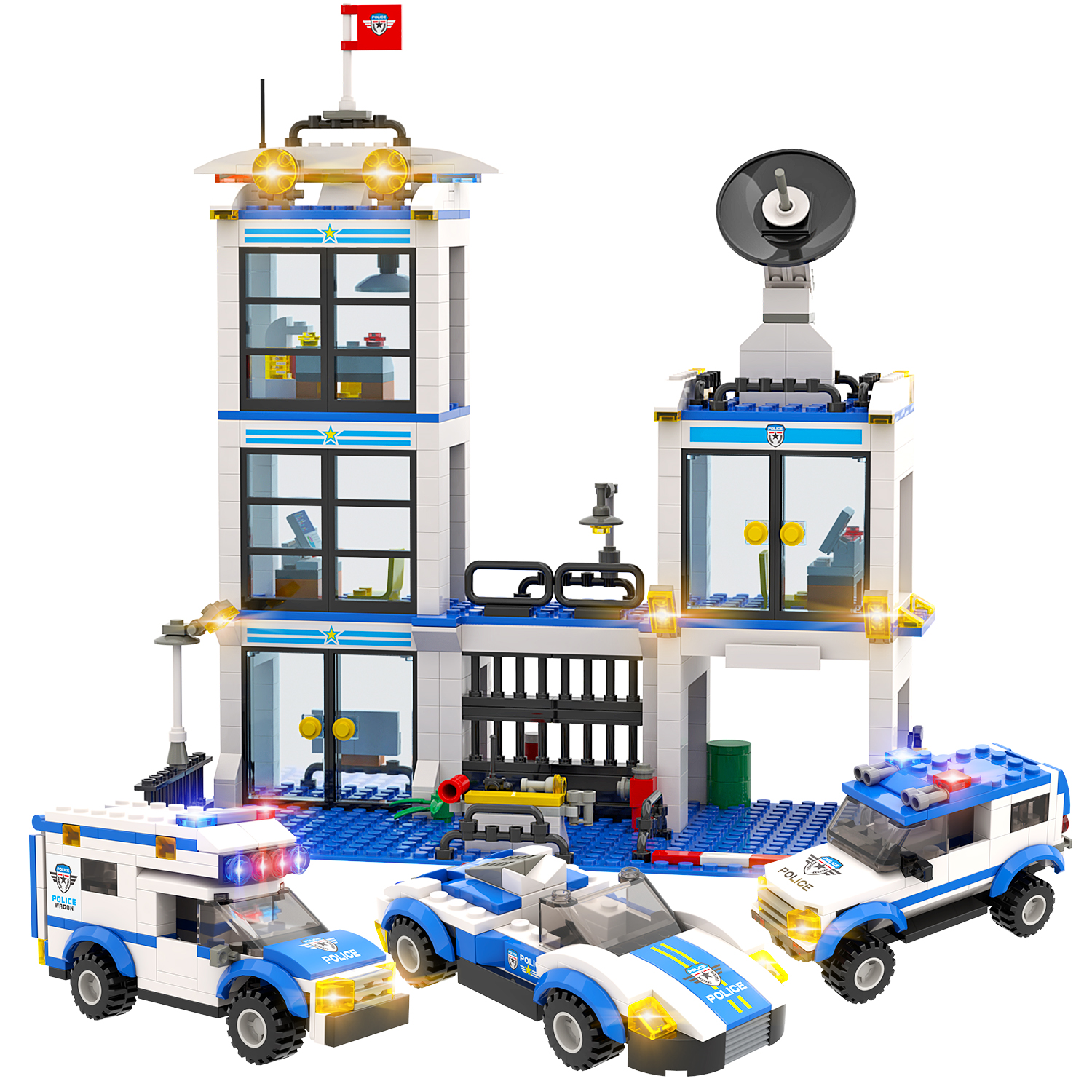Exercise N Play 736 Pieces City Police Station Building Kit, Police Car  Toy, City Police Blocks Sets with Cop Car & Patrol Vehicles Gift for Boys  