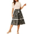thumbnail image 2 of Allegra K Women's Boho Floral Lace Insert Drawstring Elastic Waist Summer Midi Skirt, 2 of 6