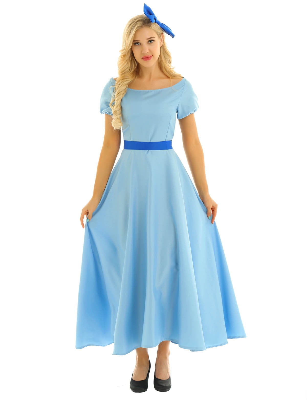 light blue wendy dress YONGHS Women's Adult Princess Costume Halloween Cosplay Fancy Party Maxi Dress X-Large through) Size.:L Shannon | Women's Asymmetrical Thin Straps