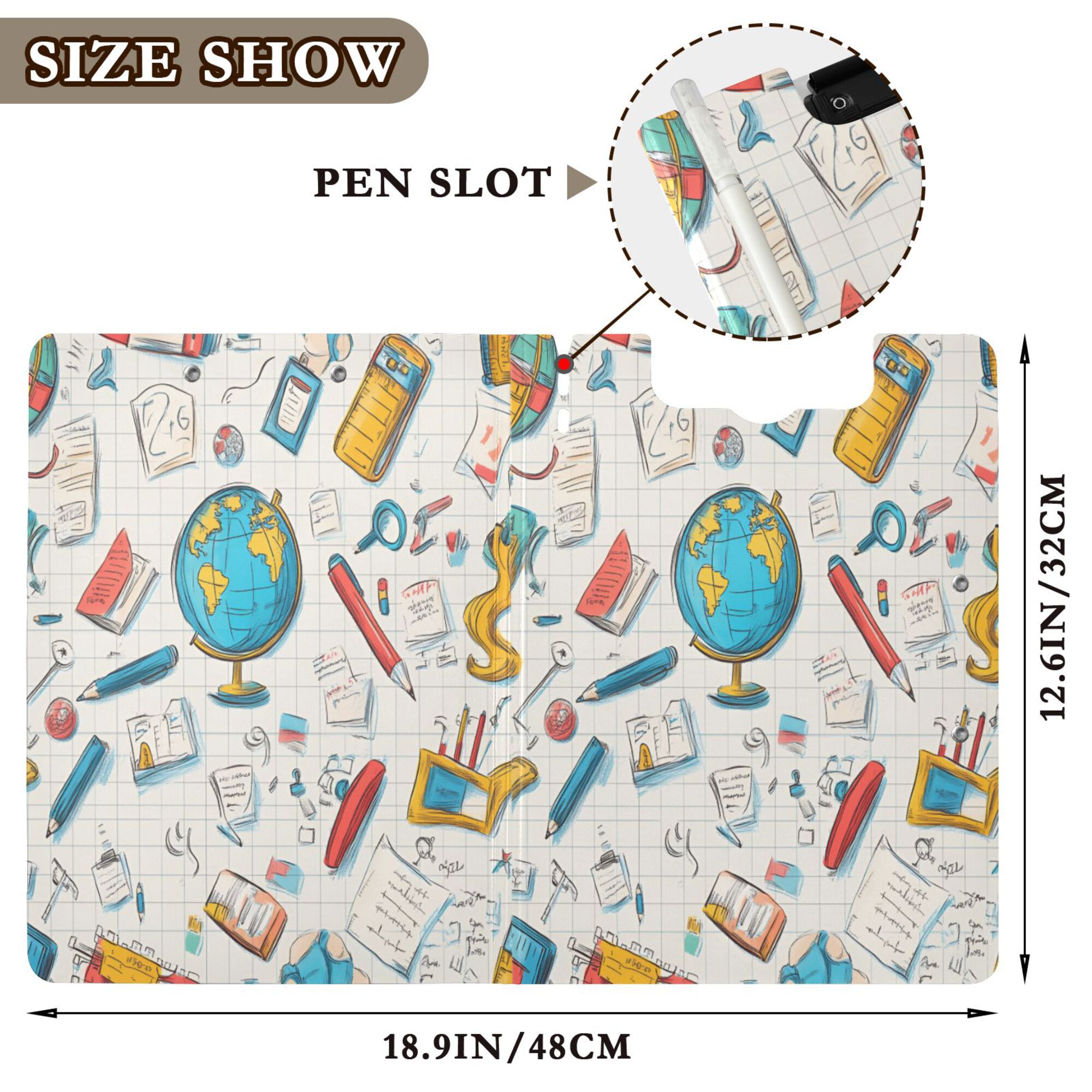 FORMRS A4 Clipboard Folder with Pen Holder Horizontal Foldable School Office Binder, Colorful School