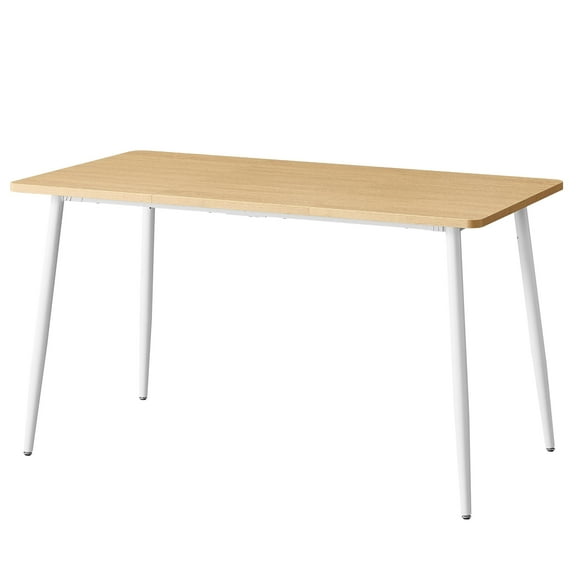 Modern Farmhouse Dining Table for 4-6 - Quick Assembly Kitchen Table with Heat-Resistant Top, Golden Oak and Cloud White