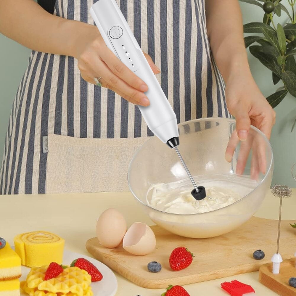 Milk Frother Wand Drink Mixer Handheld Electric Whisk Easy Clean Stainless Steel Mini Blender Coffee Lattes