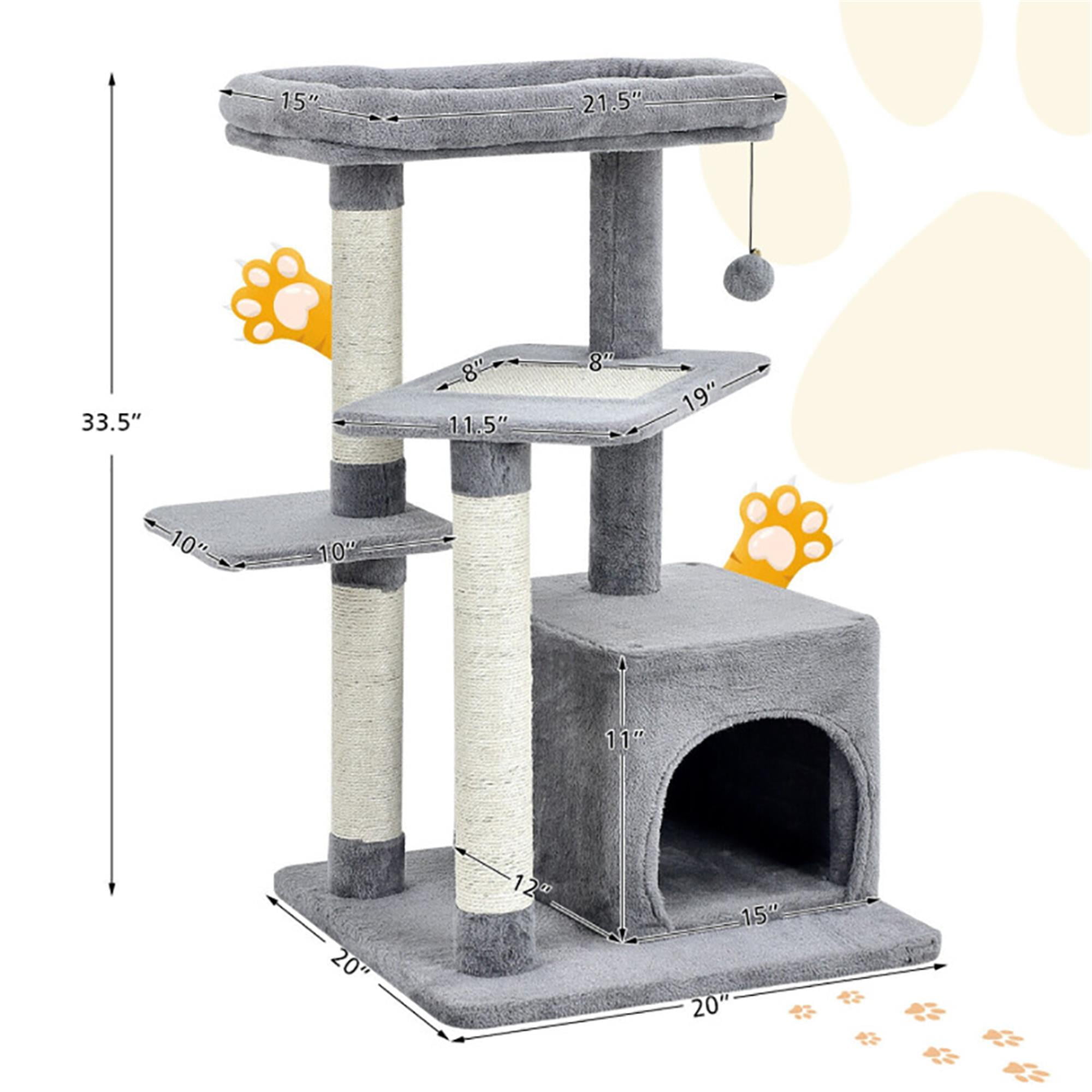 Pefilos 33" Cat Tree for Small Indoor Cats, Plush Cat Tower with Large Cat Condo, Perch and Sisal Cat Scratching Post for Kittens, Gray Pefilos 33" Cat Tree for Small Indoor Cats, Plush Cat Tower with Large Cat Condo, Perch and Sisal Cat Scratching Post for Kittens, Gray