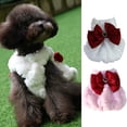 thumbnail image 2 of Pet Dress with Three-dimensional Embroidery - Pearl Neckline, Tow Ring Bow Tie, Soft, Keep Warm, Plush, Sweet Ladylike Dog Dress for Daily Wear, 2 of 8