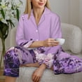 thumbnail image 6 of Disketp Lavender Roses Arrangement Pajamas Set Long Sleeve Sleepwear Womens Button Down Nightwear Pj Sets-{designName}-X-Large, 6 of 7