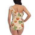 thumbnail image 5 of Picia Floral Strawberr Pattern Women's One Piece Swimsuits,One Shoulder Swimwear Asymmetric ,Ruffle Monokinis Bathing Suits,High Waisted Flattering Bathing Suits-, 5 of 8